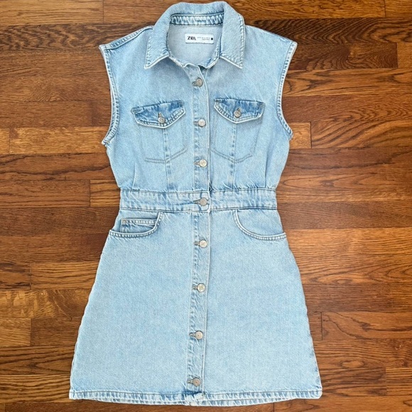 Zara Dresses & Skirts - Zara blue denim mini dress - size XS